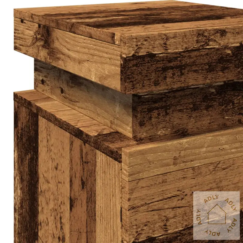 Nattbord 2 Stk Med Led Gammelt Tre 35X39X55 Cm Konstruert Tre