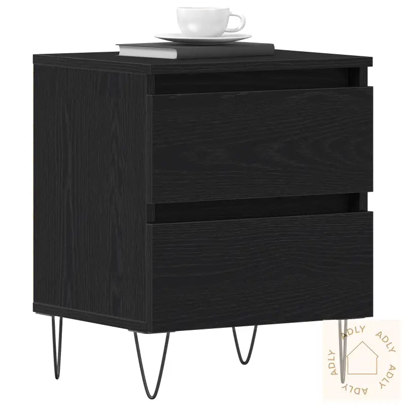 Nattbord 2 Stk Svart Eik 40X35X50 Cm Konstruert Tre