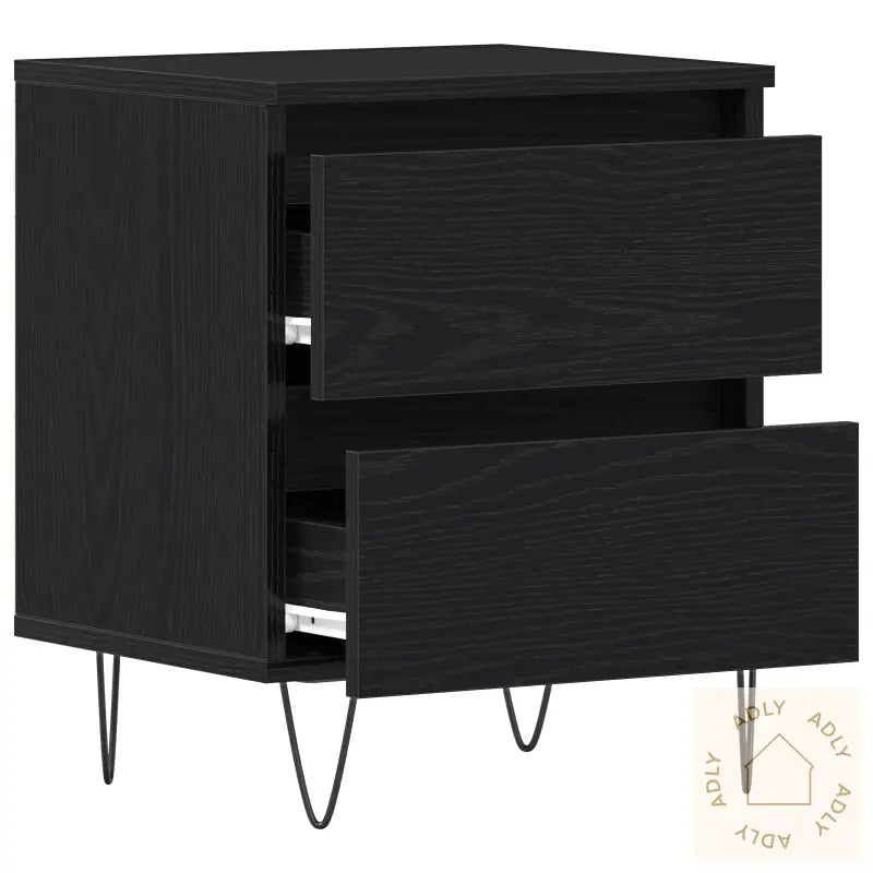 Nattbord 2 Stk Svart Eik 40X35X50 Cm Konstruert Tre