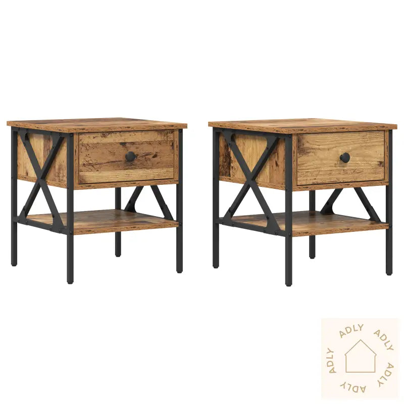 Nattbord 2 Stk Gamle Trær 40X42X45 Cm Konstruert Tre