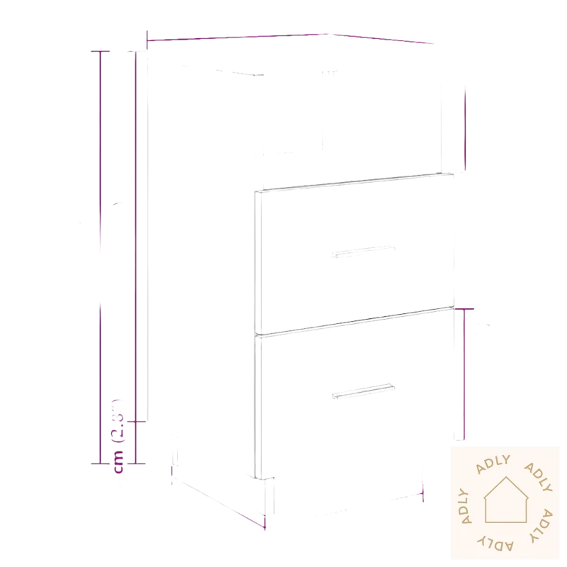 Stilige nattbord skap for moderne soverom med to drawer og åpen hylle