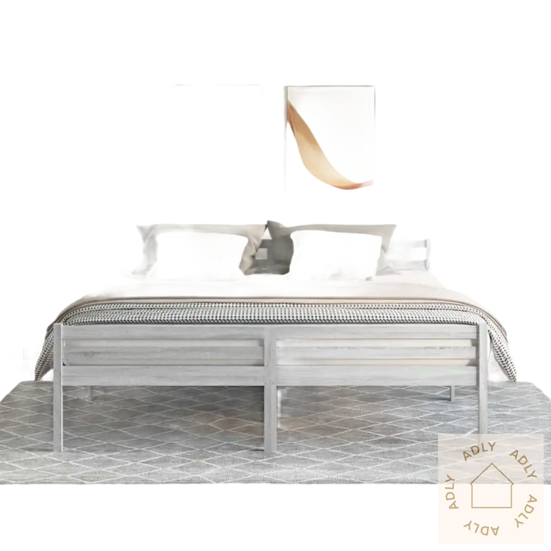 Gray wooden bed frame fra Stilige Nattbord Skap, perfekt for moderne møbler