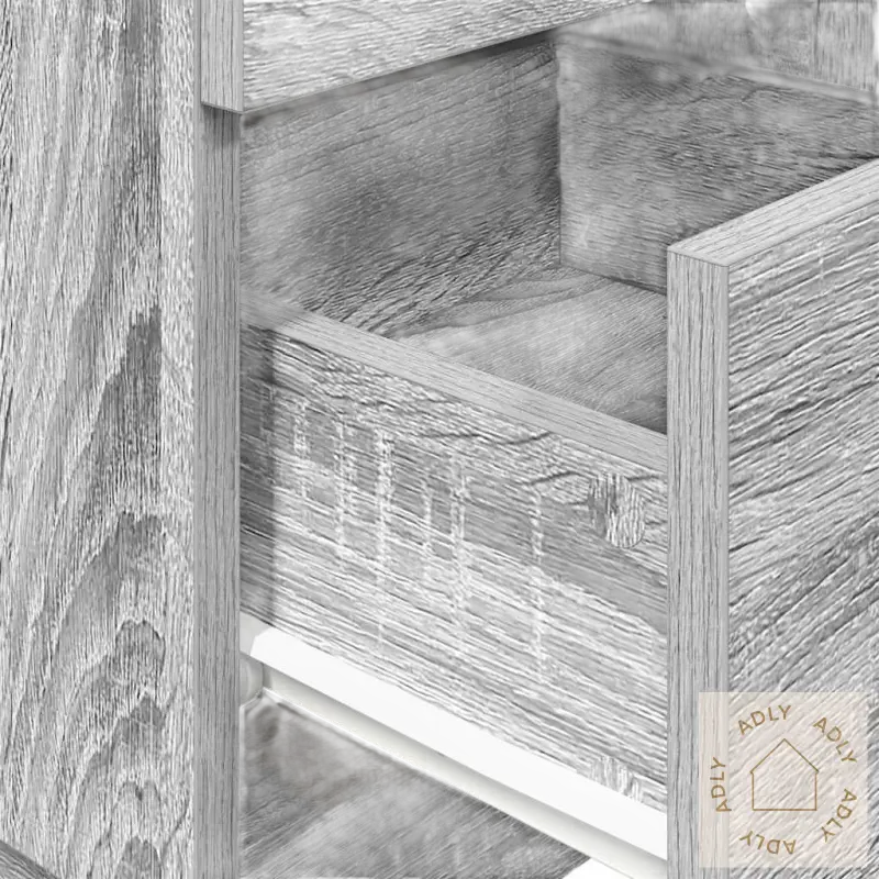 Gray wood-grain drawer i stilige nattbord skap, perfekt for moderne soverom