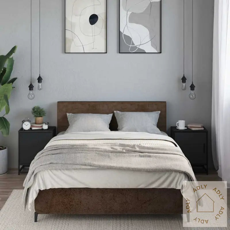 Nattbord 2 Stk Svart 40X31X50 Cm Heltre Furu Og Metall
