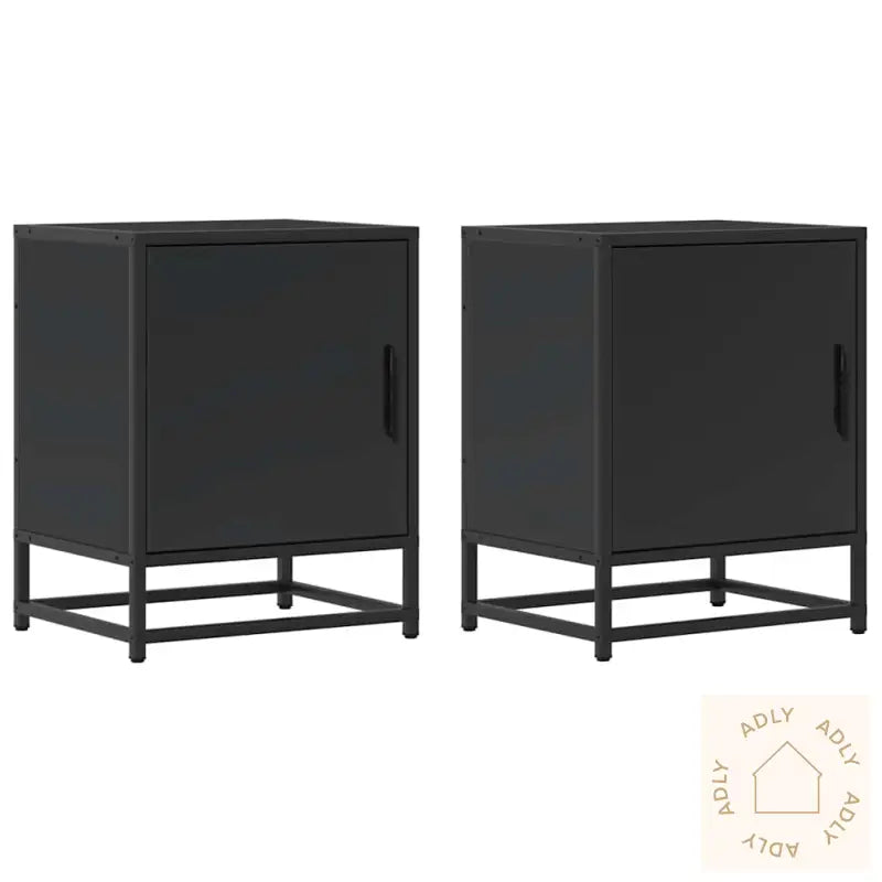 Nattbord 2 Stk Svart 40X31X50 Cm Heltre Furu Og Metall