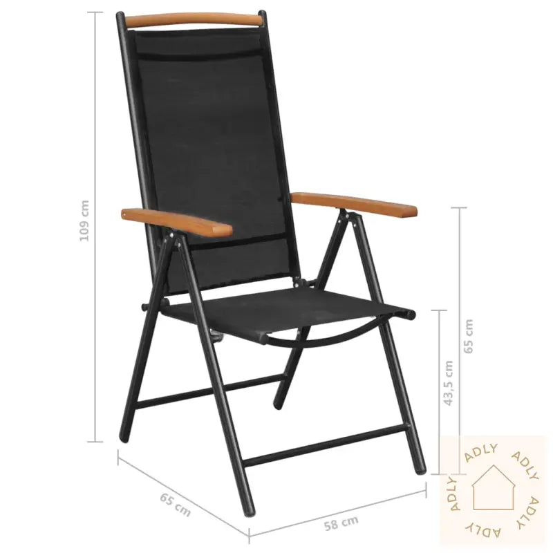 Utendørs Spisestue 5 Deler Aluminium Svart