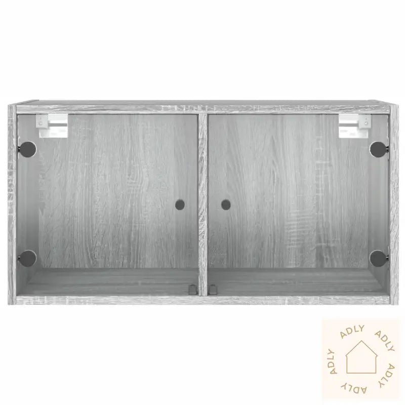 Veggskap Med Glassdører 2 Stk Grå Sonoma 68,5X37X35 Cm