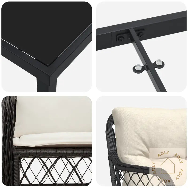 7-Dels Hage Spisegruppe Med Puter Svart Poly Rattan