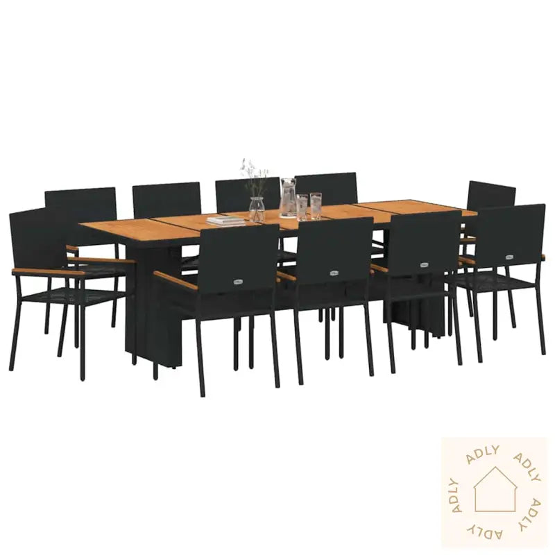 Hage Spisegruppe 11 Pcs Svart 10-Seter Poly Rotting