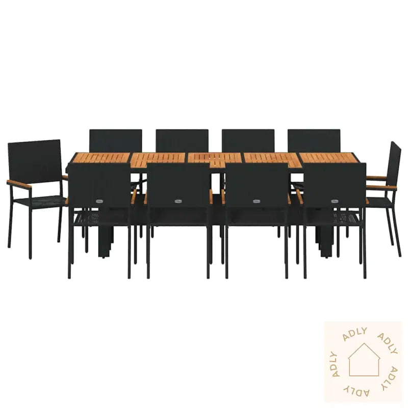 Hage Spisegruppe 11 Pcs Svart 10-Seter Poly Rotting