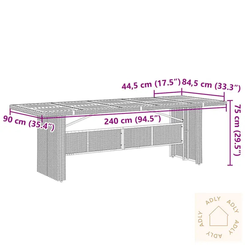 Hage Spisegruppe 9 Pcs Svart 8-Seter Poly Rotting