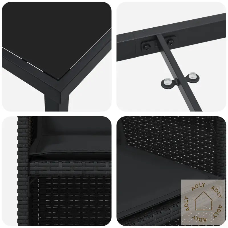 5 Delt Hagemøbelsett Med Puter Svart Poly Rattan