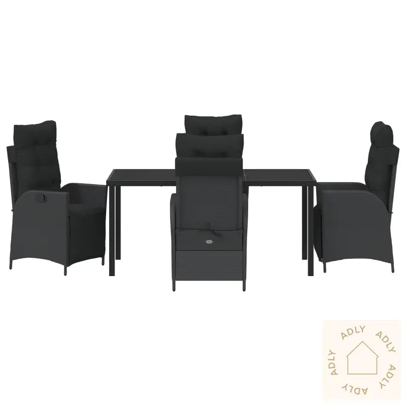 5-Delt Hage Dining Sett Svart Poly Rotting