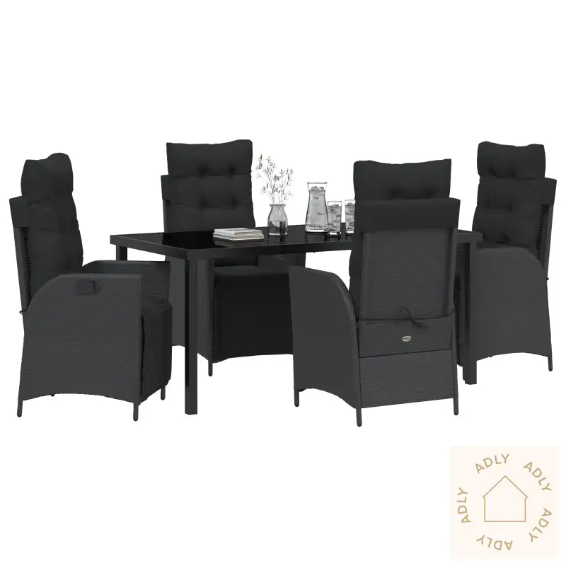 5-Delt Hage Dining Sett Svart Poly Rotting