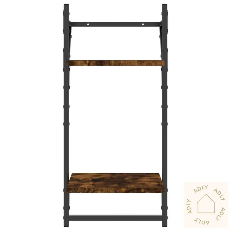 Vegghyller Med 2 Hyller Stenger 2 Stk Røkt Eik 30X25X65 Cm