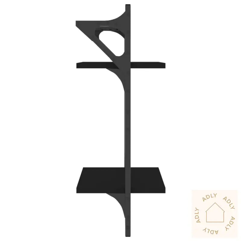 Vegghyller Med 2 Hyller Stenger 2 Stk Svart 30X25X65 Cm