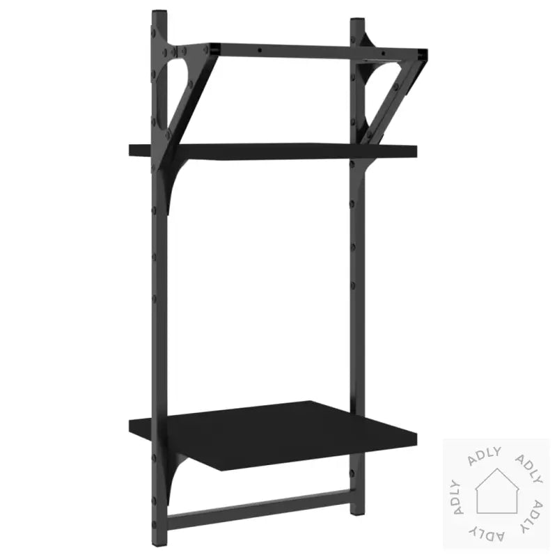 Vegghyller Med 2 Hyller Stenger 2 Stk Svart 30X25X65 Cm
