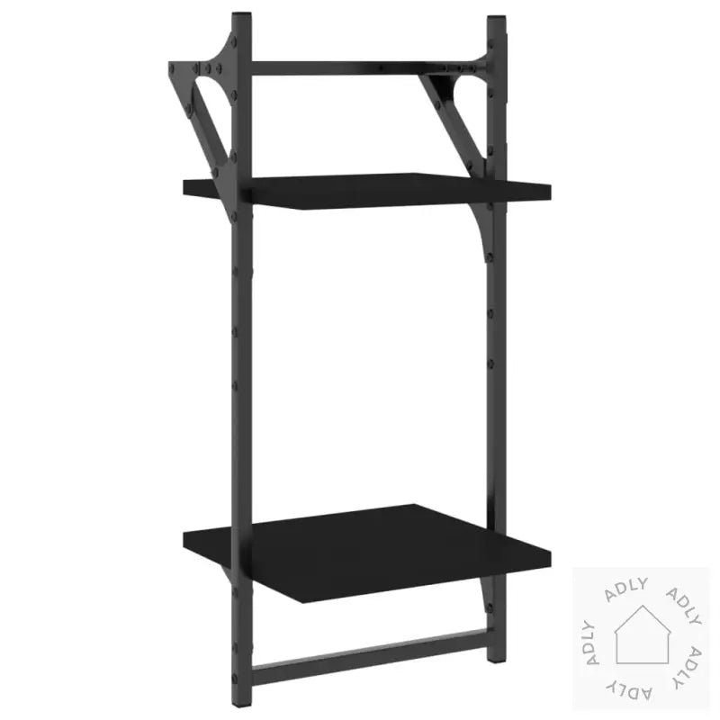 Vegghyller Med 2 Hyller Stenger 2 Stk Svart 30X25X65 Cm