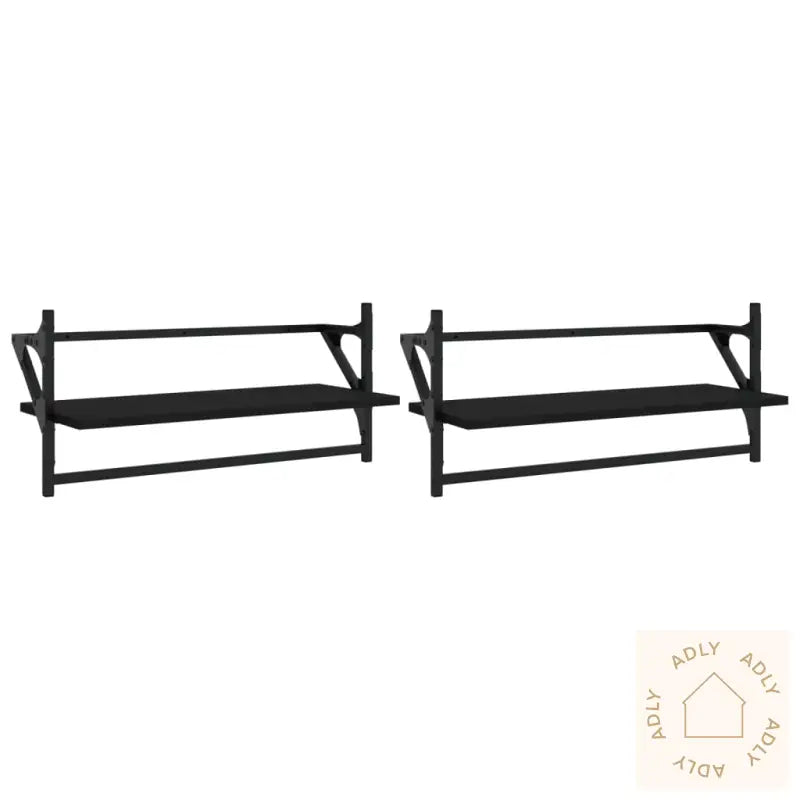 Vegghyller Med Stenger 2 Stk Svart 65X25X30 Cm