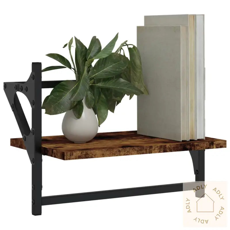 Vegghyller Med Stenger 2 Stk Røkt Eik 40X25X30 Cm