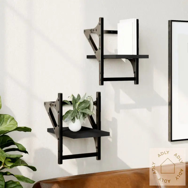 Vegghyller Med Stenger 2 Stk Svart 20X25X30 Cm