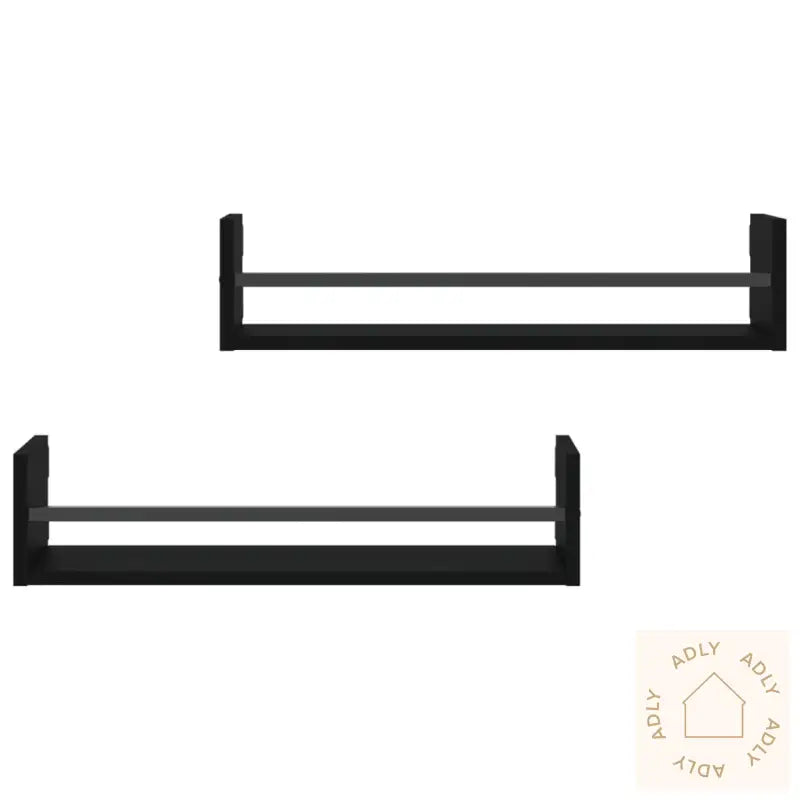 Vegghyller Med Stenger 2 Stk Svart 60X16X14 Cm
