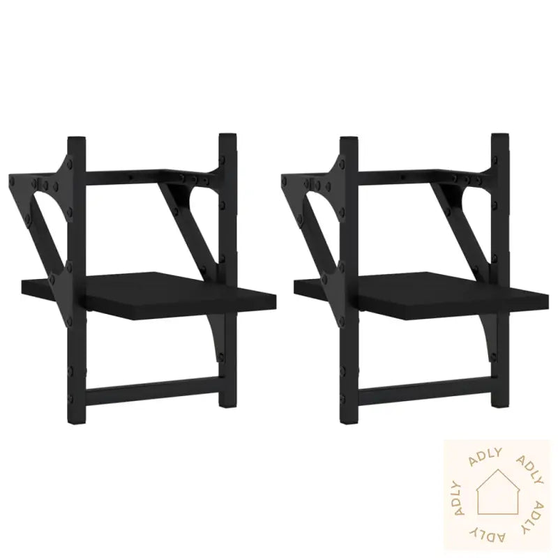 Vegghyller Med Stenger 2 Stk Svart 20X25X30 Cm