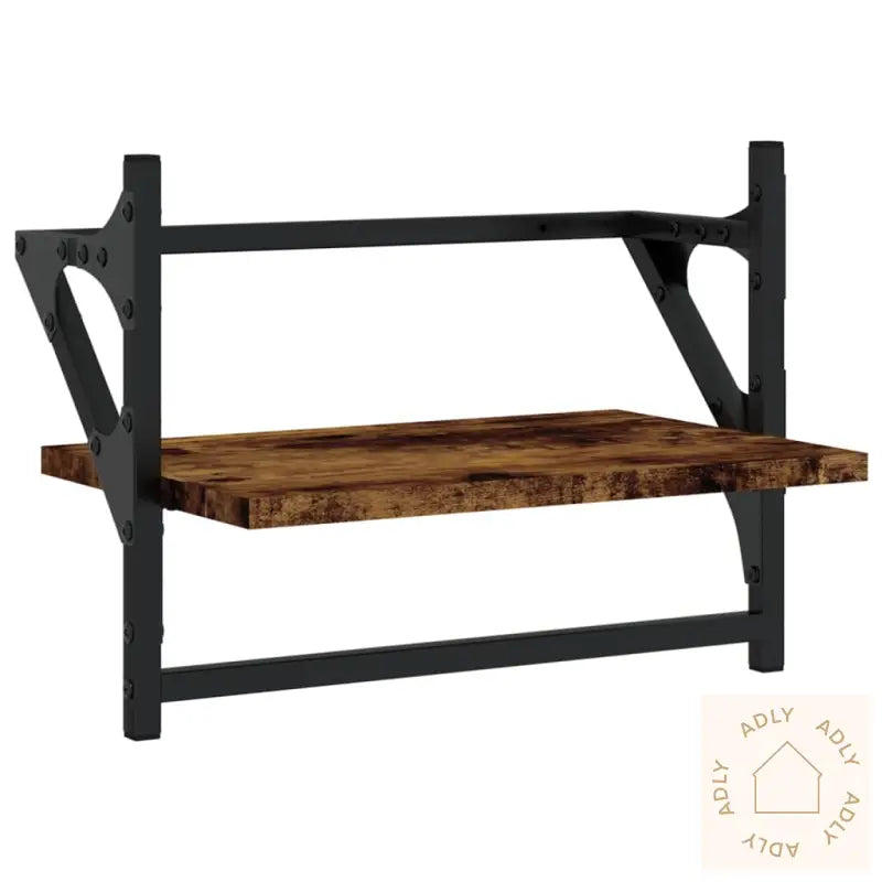 Vegghyller Med Stenger 2 Stk Røkt Eik 40X25X30 Cm