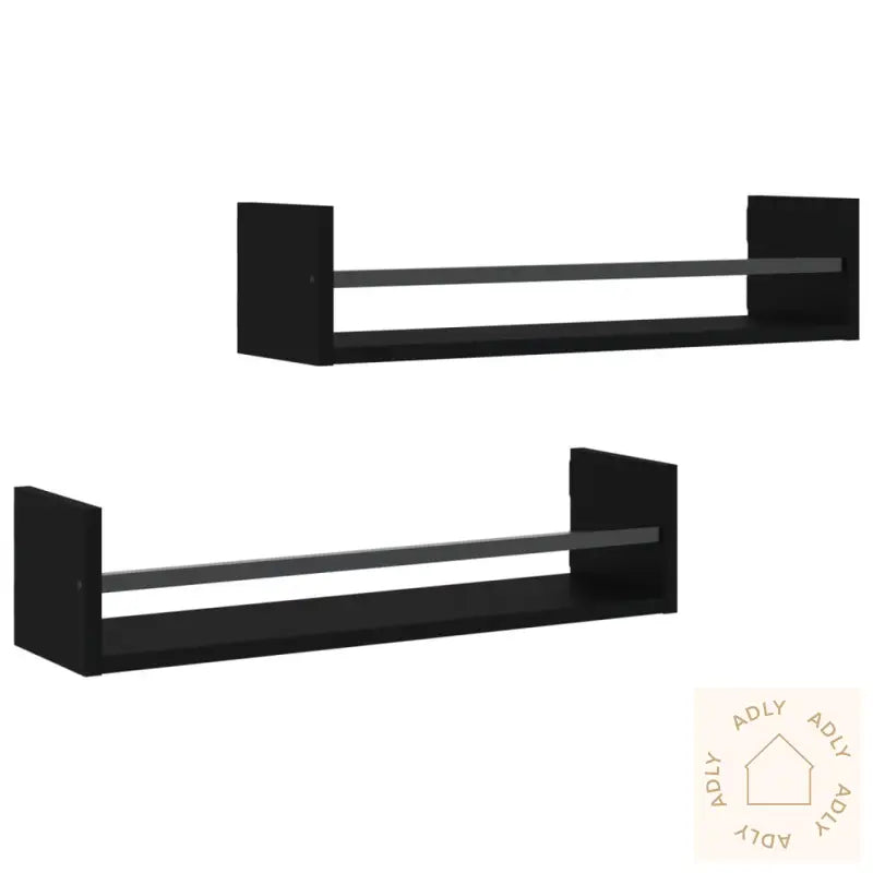 Vegghyller Med Stenger 2 Stk Svart 60X16X14 Cm