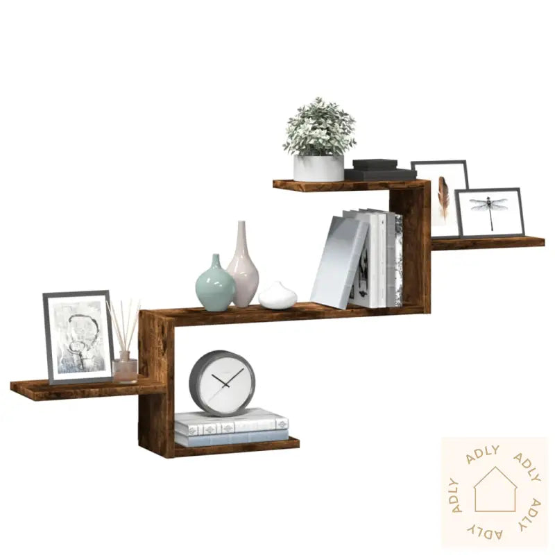 Vegghylle Røkt Eik 104X15X49 Cm Konstruert Tre