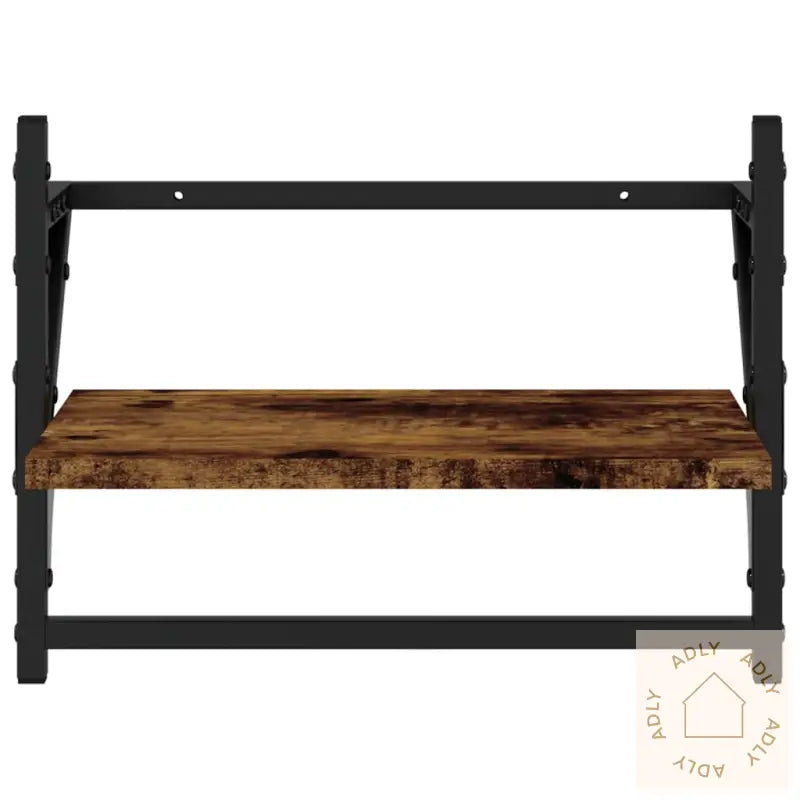 Vegghyller Med Stenger 2 Stk Røkt Eik 40X25X30 Cm