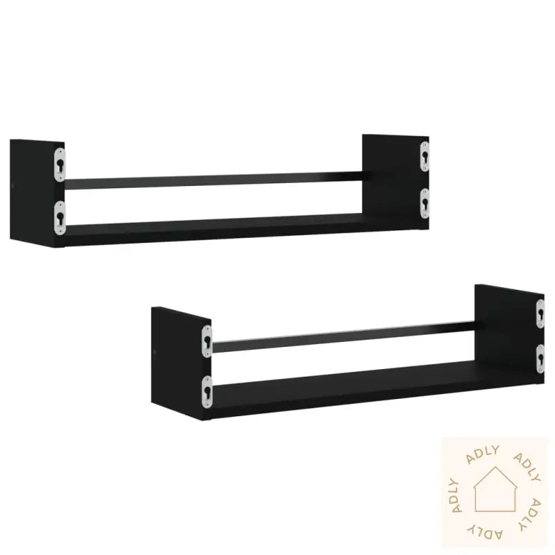 Vegghyller Med Stenger 2 Stk Svart 60X16X14 Cm