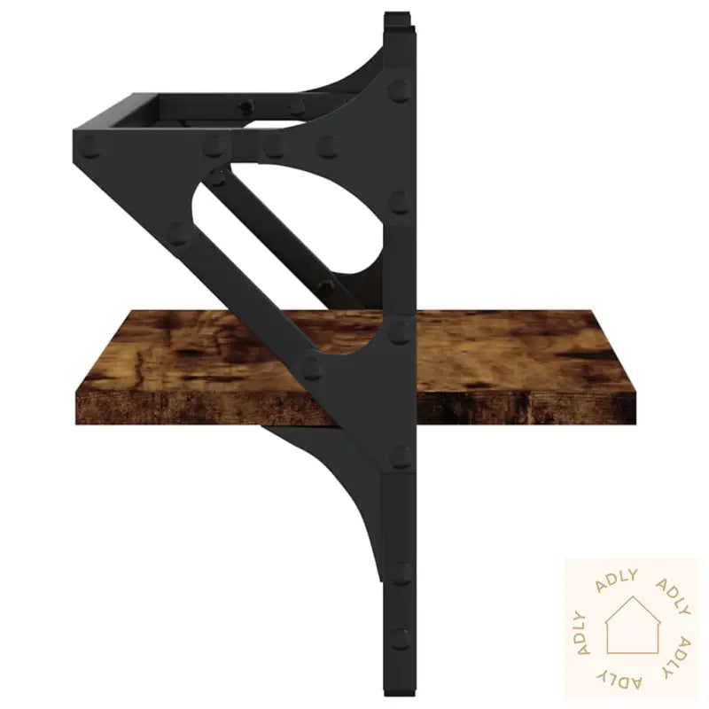 Vegghyller Med Stenger 2 Stk Røkt Eik 40X25X30 Cm