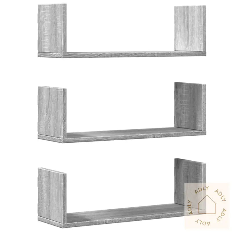 Vegghyller 3 Stk Grå Sonoma 58X18X18 Cm Konstruert Tre