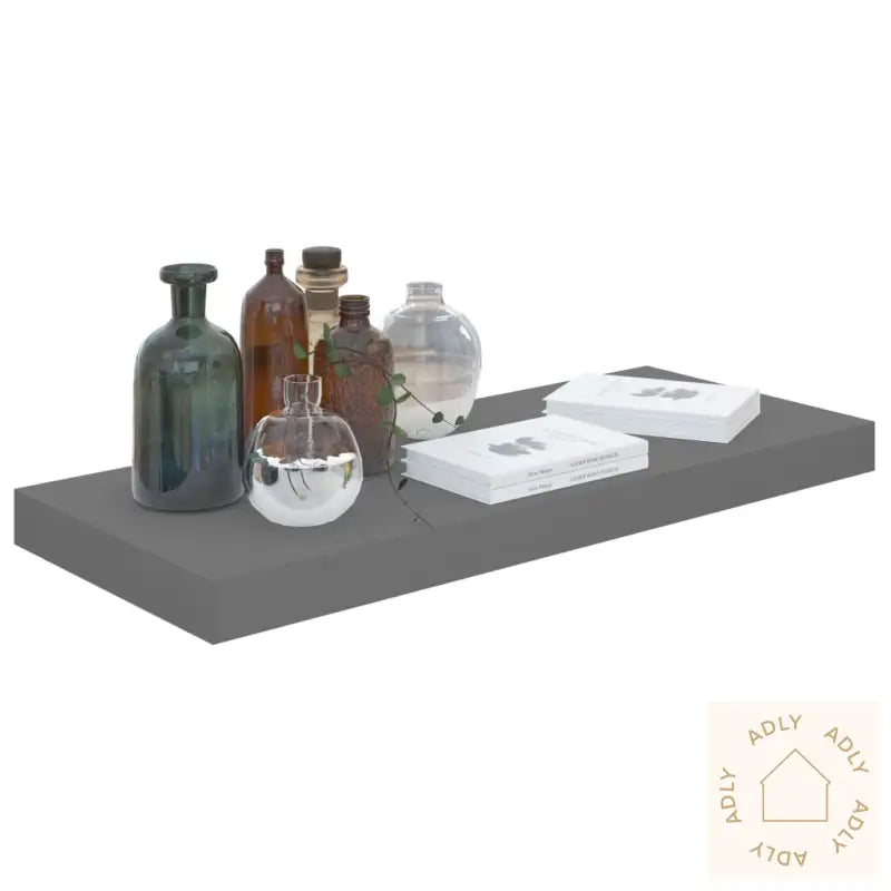 Flytende Vegghyller 2 Stk Høyglans Grå 60X23,5X3,8 Cm Mdf