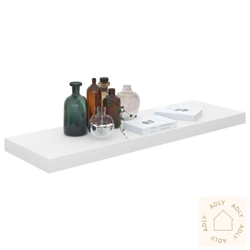 Flytende Vegghyller 2 Stk Høyglans Hvit 80X23,5X3,8 Cm Mdf