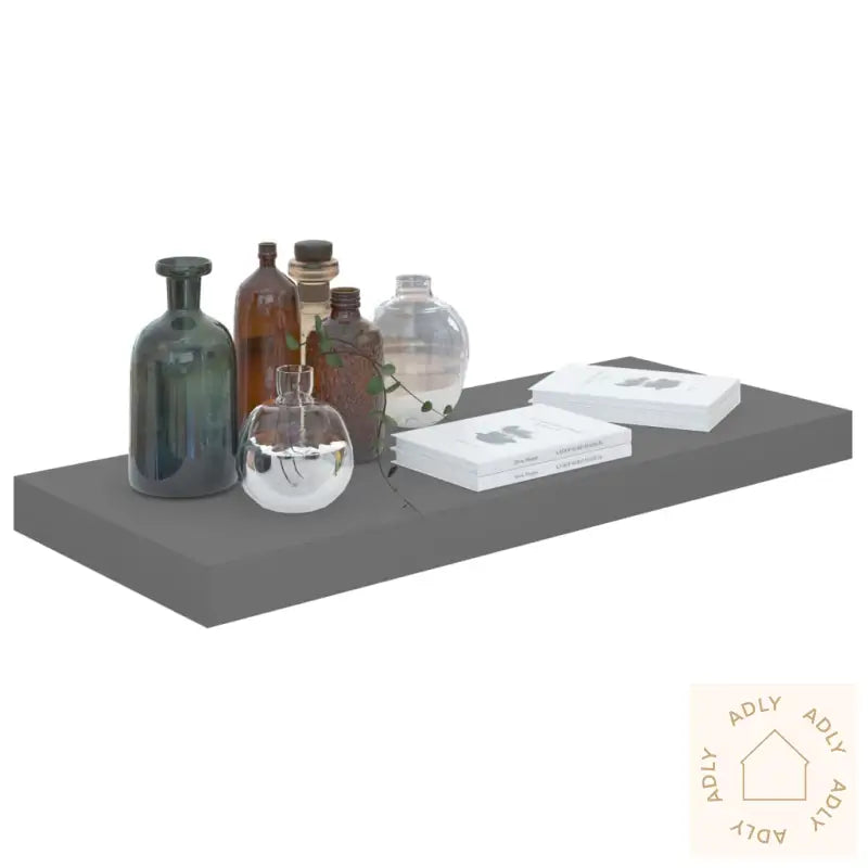 Flytende Vegghyller 4 Stk Høyglans Grå 60X23,5X3,8 Cm Mdf