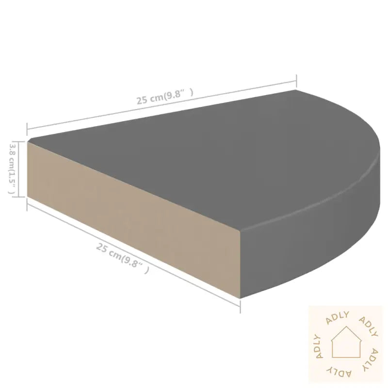 Flytende Vegghyller 4 Stk Høyglans Grå 25X25X3,8 Cm Mdf