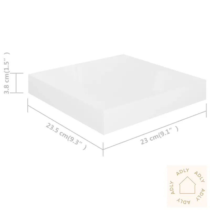 Flytende Vegghyller 2 Stk Høyglans Hvit 23X23,5X3,8 Cm Mdf