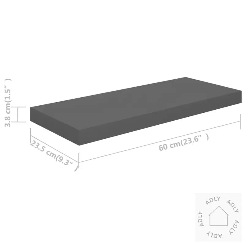 Flytende Vegghyller 4 Stk Høyglans Grå 60X23,5X3,8 Cm Mdf