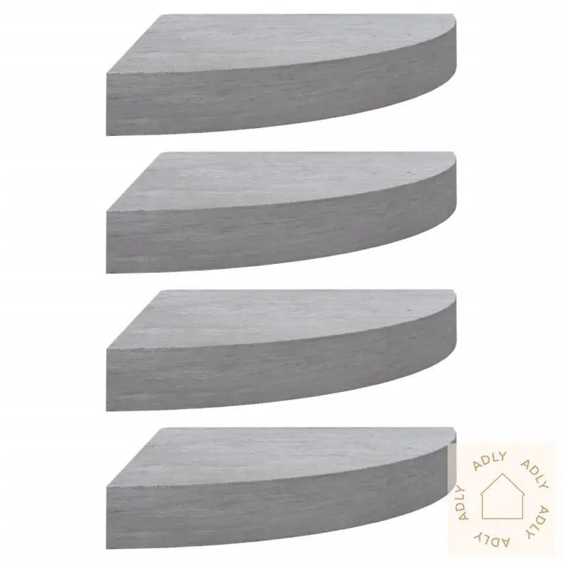 Hjørnehyller Vegghengt 4 Stk Betonggrå 25X25X3,8 Cm Mdf