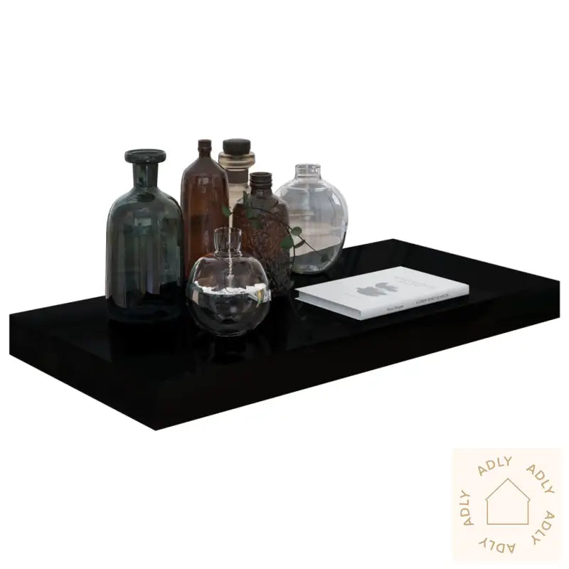 Flytende Vegghyller 4 Stk Høyglans Svart 50X23X3,8 Cm Mdf