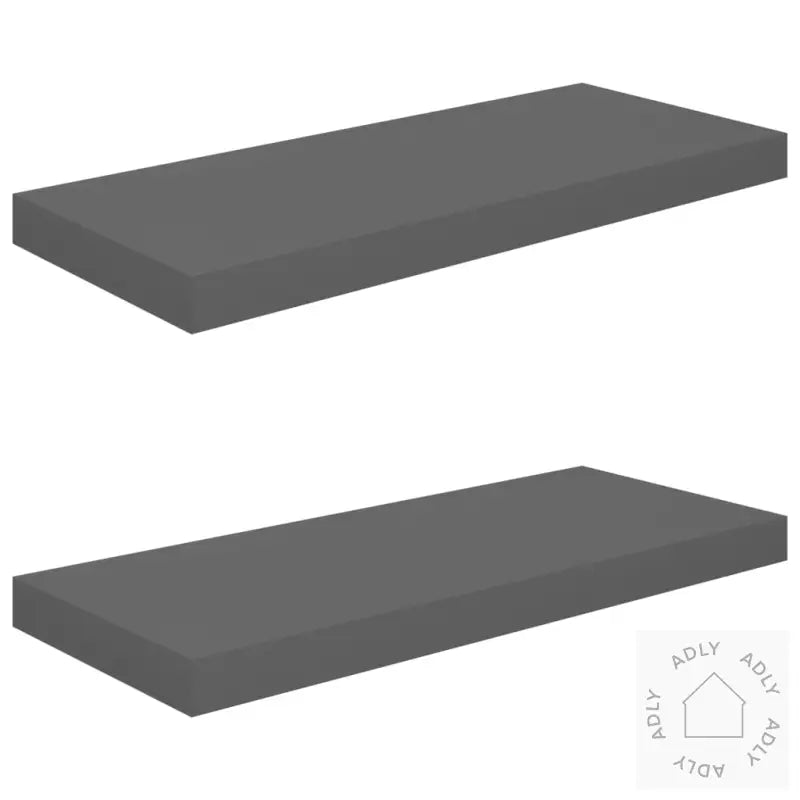 Flytende Vegghyller 2 Stk Høyglans Grå 60X23,5X3,8 Cm Mdf