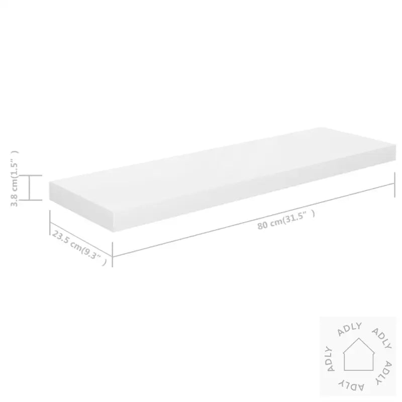 Flytende Vegghyller 2 Stk Høyglans Hvit 80X23,5X3,8 Cm Mdf