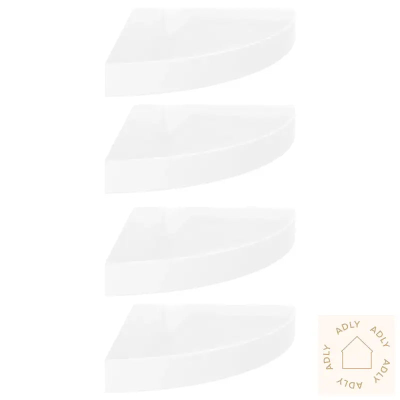 Flytende Vegghyller 4 Stk Høyglans Hvit 25X25X3,8 Cm Mdf