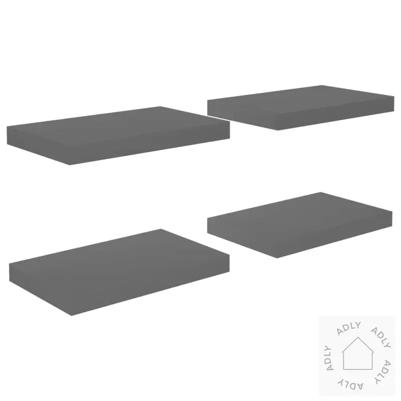 Flytende Vegghyller 4 Stk Høyglans Grå 40X23X3,8 Cm Mdf