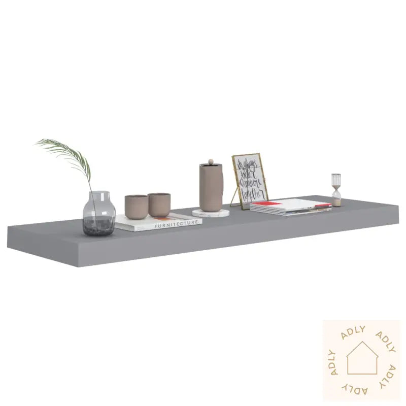Flytende Vegghyller 4 Stk Grå 80X23,5X3,8 Cm Mdf