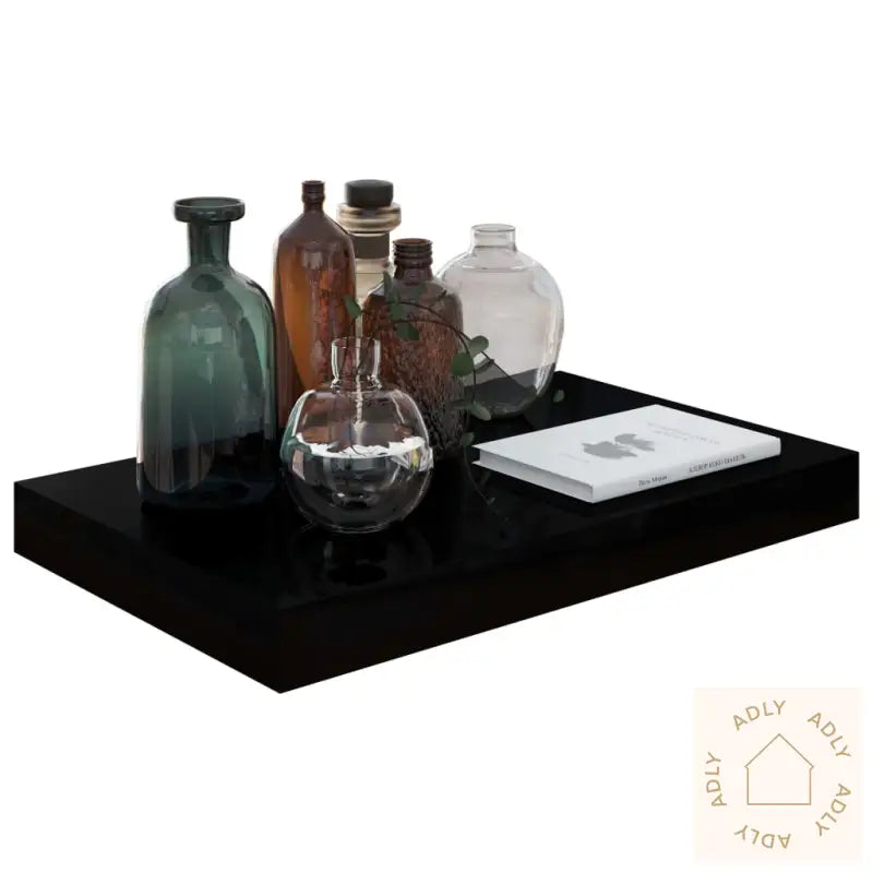 Flytende Vegghyller 4 Stk Høyglans Svart 40X23X3,8 Cm Mdf