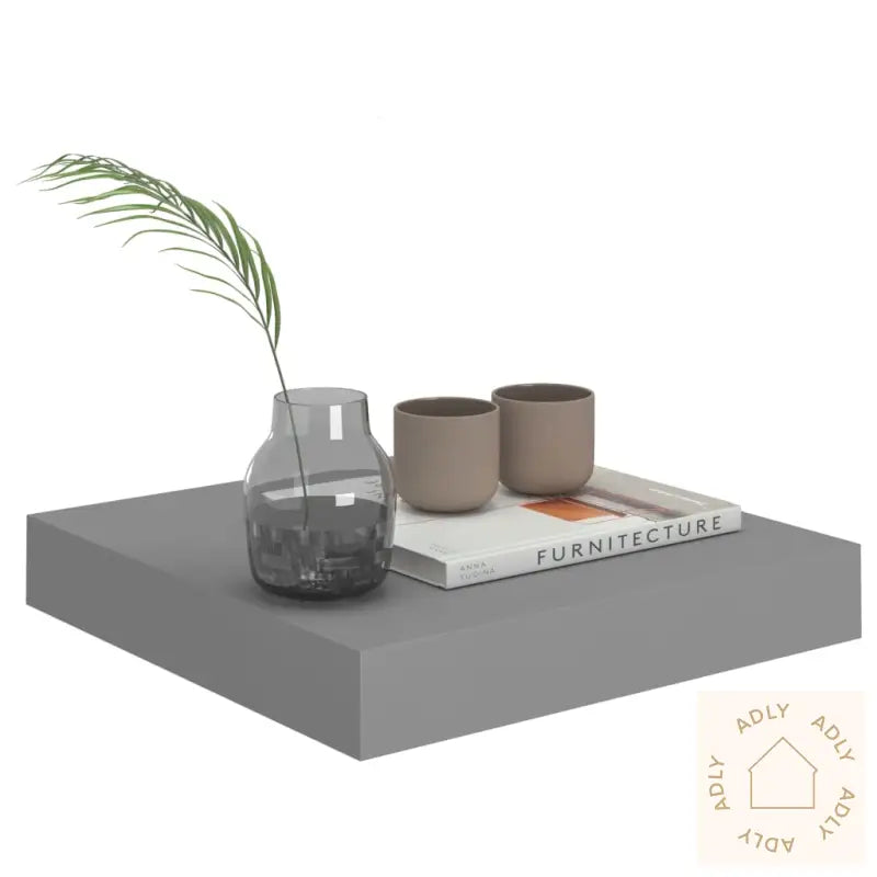 Flytende Vegghyller 4 Stk Grå 23X23,5X3,8 Cm Mdf