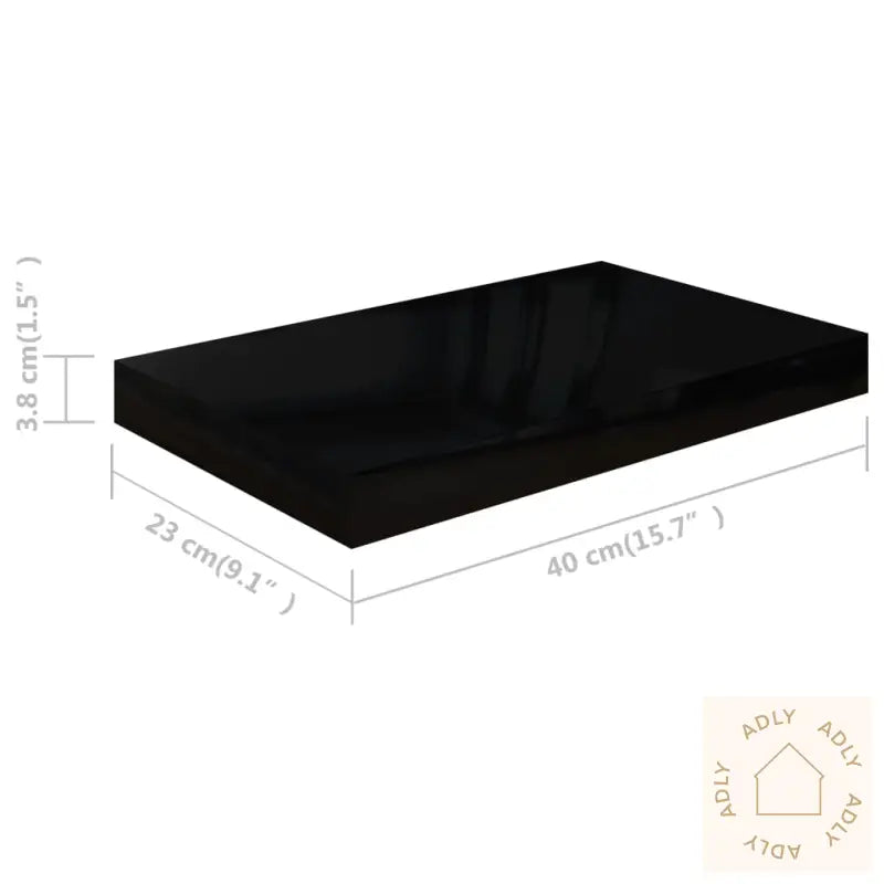 Flytende Vegghyller 4 Stk Høyglans Svart 40X23X3,8 Cm Mdf